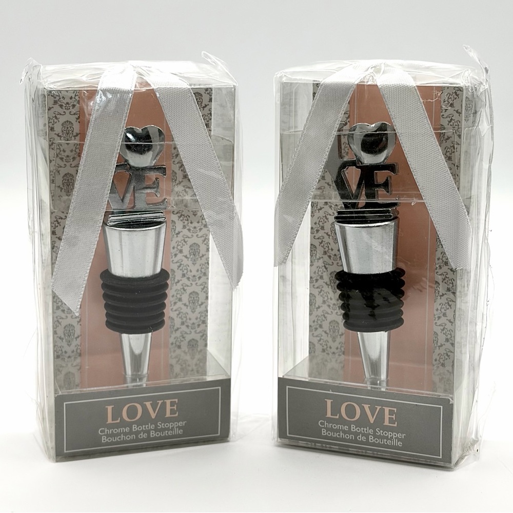 Kate Aspen LOVE Chrome Wine Bottle Stopper - Set of 2 - Gift Favor